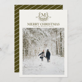 Personlig av Rustic monogram Mustard Brow - inledn Julkort