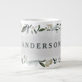 personlig av senap- och olivoljefärgblad jumbo mugg