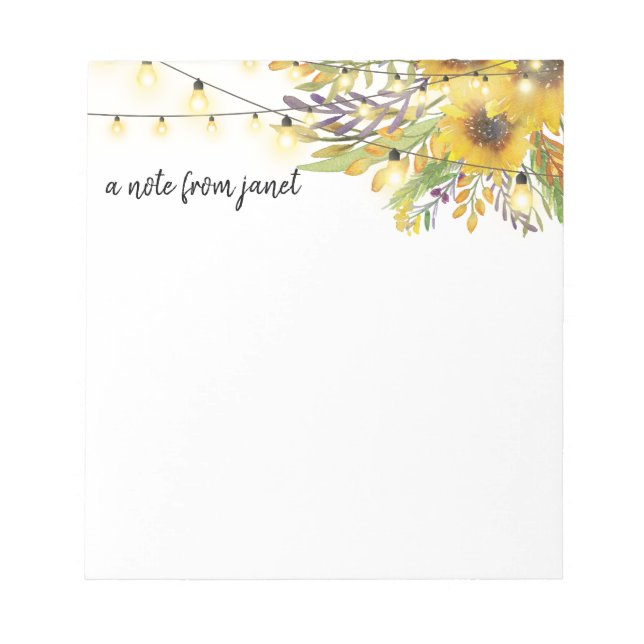 Personlig av solblommor och Ljus Anteckningsblock (Framsida)