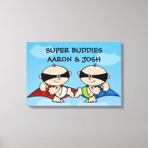 Personlig av superhjälten Twin Boys Canvas Wall Ar