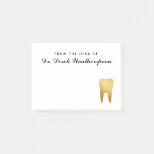 Personlig av tandfenad faux guldfoil Tooth Post-it Block