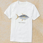 Personlig av tonfisk t shirt<br><div class="desc">Roligt Tonfisk med ett fräckt leende,  perfekt för dem som tycker om fisk,  mat och fiske. Originalkonst av Nic Squirrell. Ändra namn eller texten för att anpassa den.</div>