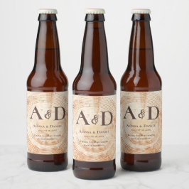 Personlig av träbark från Rustic Bröllop Träd Ölflaska Etikett