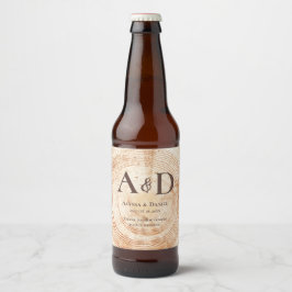 Personlig av träbark från Rustic Bröllop Träd Ölflaska Etikett