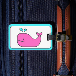 Personlig av vallmo Rosa och Aqua Whale Bagagebricka