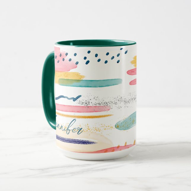 Personlig av vattenfärg Geometrisk abstrakt  Cute Mugg (Framsida vänster)