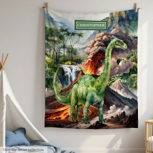 Personlig av vattenfärg T-Rex Dinosaur Blanket Fleecefilt