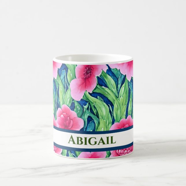 Personlig av vattenfärgen Blommigt Kaffe Mugg (Center)