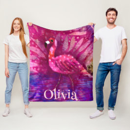 Personlig av viskAbstrakt Rosa Flamingo Fleecefilt