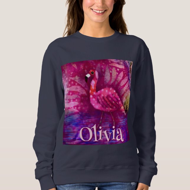 Personlig av viskAbstrakt Rosa Flamingo T Shirt (Framsida)