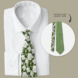 Personlig av vit Gardenia-Blommigt Slips