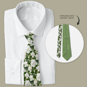 Personlig av vit Gardenia-Blommigt Slips