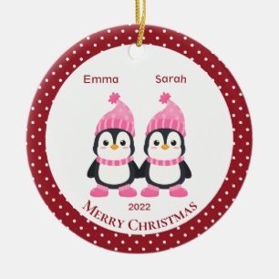 Personlig av vit tvillingsister Penguins Julgransprydnad Keramik