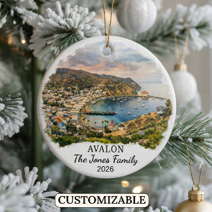 Personlig Avalon-ornament, anpassad för Kalifornie Julgransprydnad Keramik