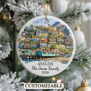 Personlig Avalon-ornament, anpassad för Kalifornie Julgransprydnad Keramik