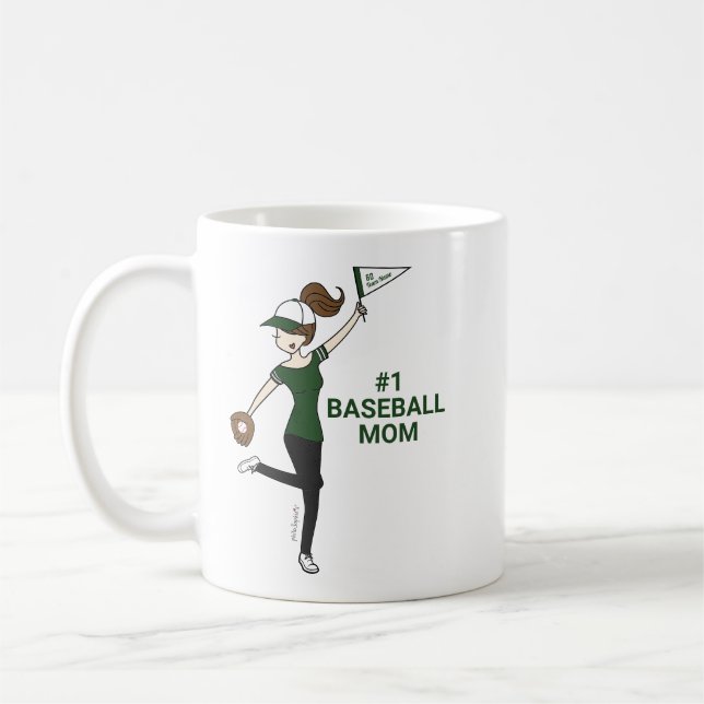 Personlig Avatar #1 Baseball Mamma Kaffemugg (Vänster)
