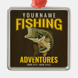 Personlig Äventyr Bass Fish Angler Julgransprydnad Metall