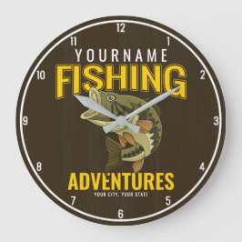 Personlig Äventyr Bass Fish Angler Stor Klocka