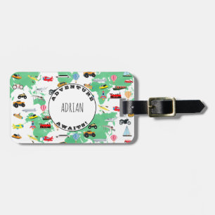 Personlig Äventyr inväntar världskartan Fordon Bagagebricka