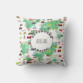 Personlig Äventyr inväntar världskartan Fordon Kudde