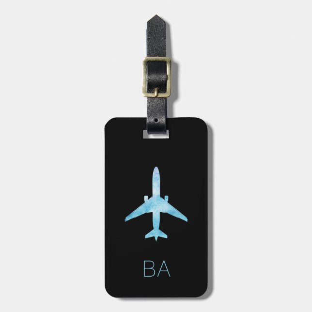Personlig Aviation Blue Airplane Luggage Tag Bagagebricka (Vertikal Framsida)