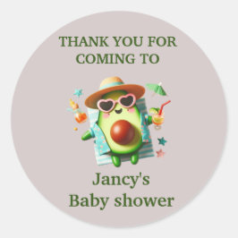 Personlig Avocado Baby Shower / Runt Klistermärke