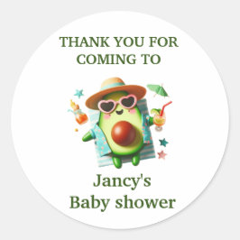 Personlig Avocado Baby Shower / Runt Klistermärke