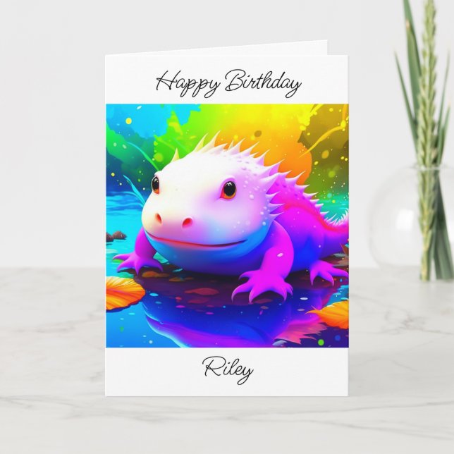Personlig Axolotl Barn Birthday Kort (Framsida)