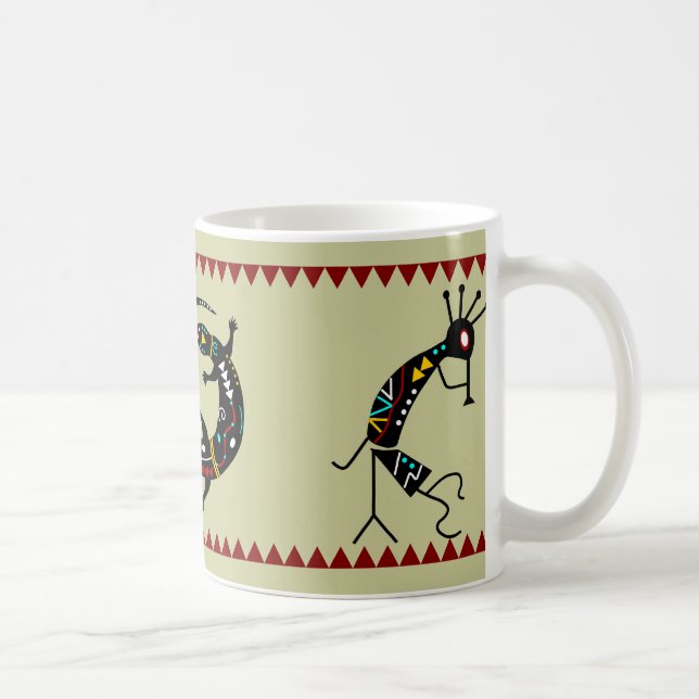 Personlig Aztec Southwest Kokopelli Design Kaffemugg (Höger)