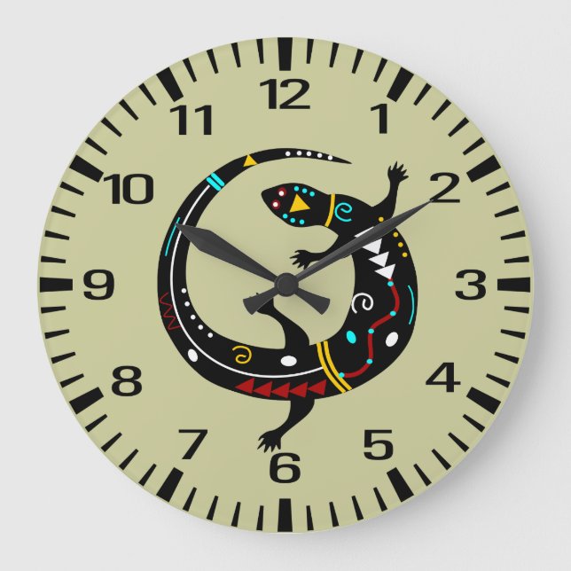 Personlig Aztec Southwest Lizard Design Stor Klocka (Framsida)