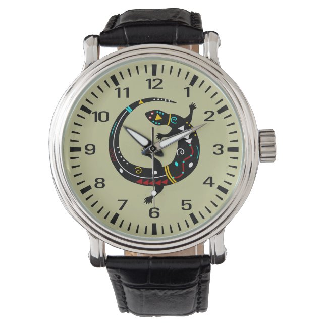 Personlig Aztec Southwest Tribal Lizard Design Armbandsur (Framsida)