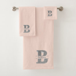 Personlig B Inledande Silver Monogram Ditt namn