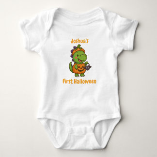Personlig Bab's first Halloween - Cute Dino T Shirt
