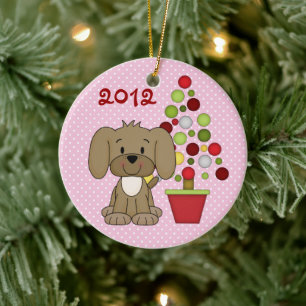 Personlig Baby 1:a jul-Hund Ornament