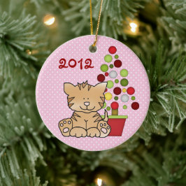 Personlig Baby 1:a jul Kattunge Girls Julgransprydnad Keramik