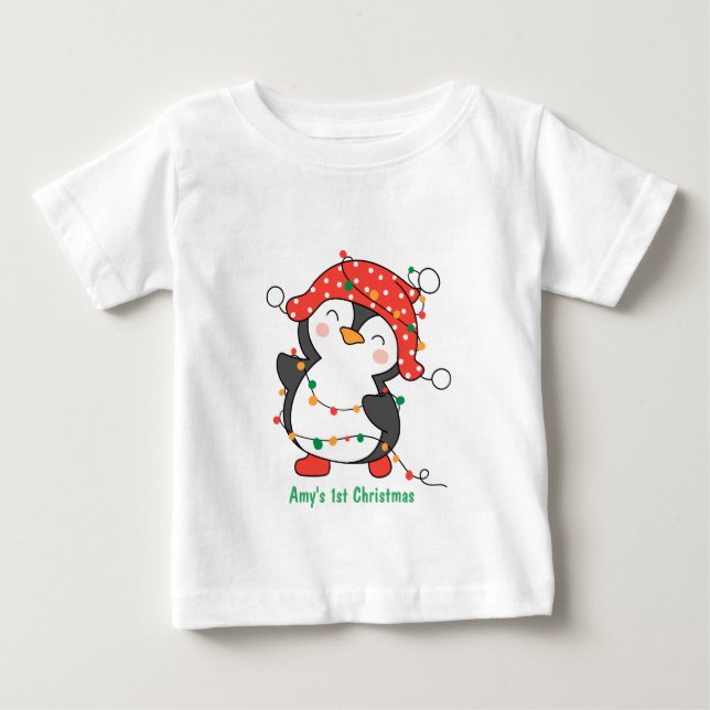 Personlig Baby 1:a jul T Shirt (Framsida)
