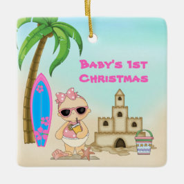 Personlig Baby 1:a julflickan Beach Julgransprydnad Keramik