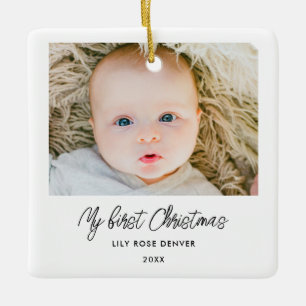 Personlig Baby 1:a julfoto Ornament