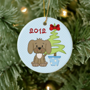 Personlig Baby 1: Jul Cute Puppy Hund Julgransprydnad Keramik
