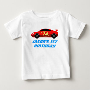 Personlig baby 1st Birthday tävling car t shirt