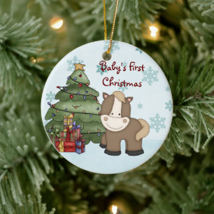 Personlig Baby 1st julhorse Ornament