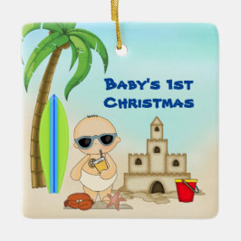 Personlig Baby 1st julpojkens Beach Julgransprydnad Keramik