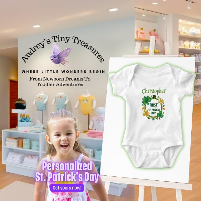 Personlig Baby 1st St. Patrick's Day Bodydräkt T Shirt (Skapare uppladdad)