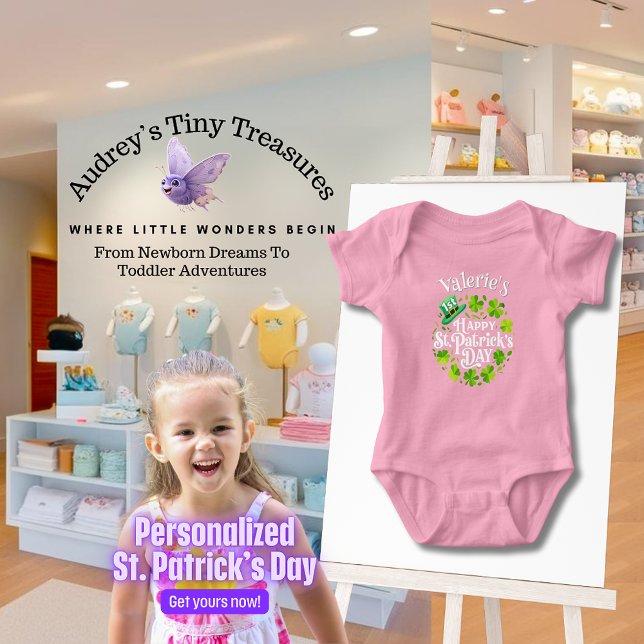 Personlig Baby 1st St. Patrick's Day Bodydräkt T Shirt (Skapare uppladdad)