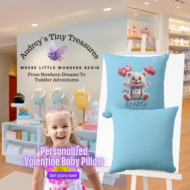 Personlig Baby 1st Valentines day Pillow Kudde (Skapare uppladdad)