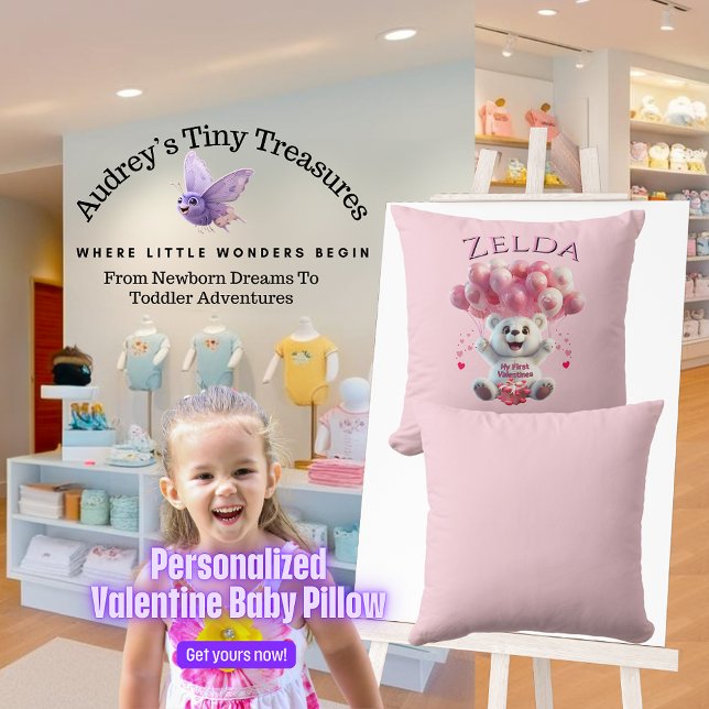 Personlig Baby 1st Valentines day Pillow Kudde (Skapare uppladdad)