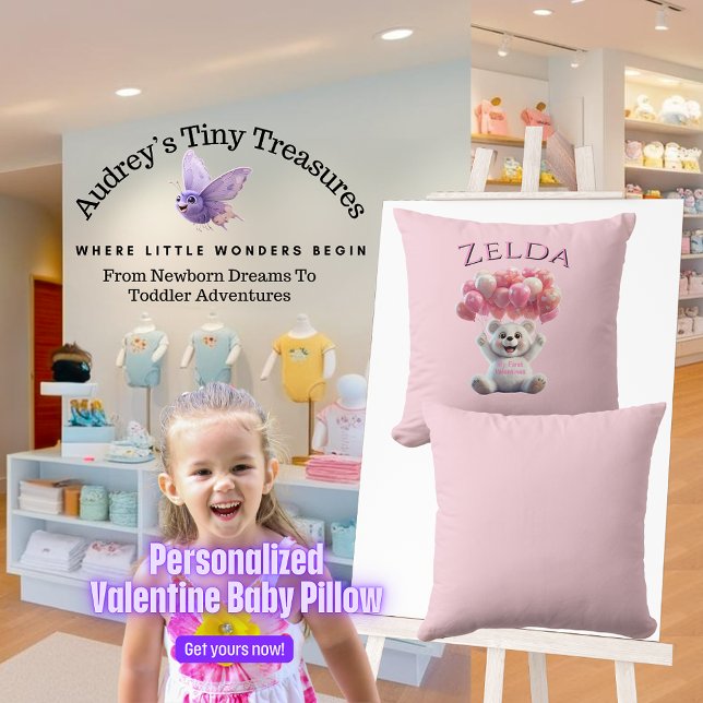 Personlig Baby 1st Valentines day Pillow Kudde (Skapare uppladdad)
