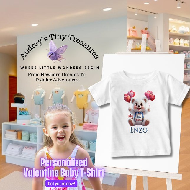 Personlig Baby 1st Valentines day T-Shirt (Skapare uppladdad)