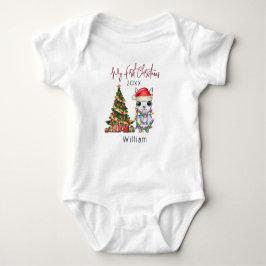 Personlig baby alpaca llama Första jul T Shirt