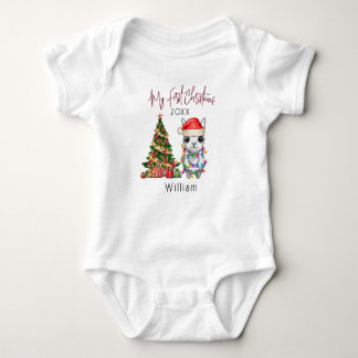 Personlig baby alpaca llama Första jul T Shirt